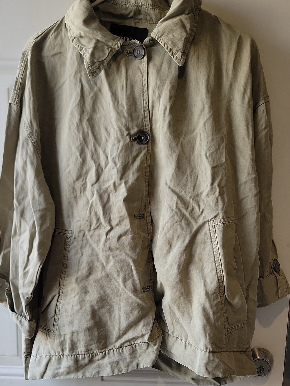 Zara Linen faded Blend Light Women's Button-Front Jacketstretching. L
